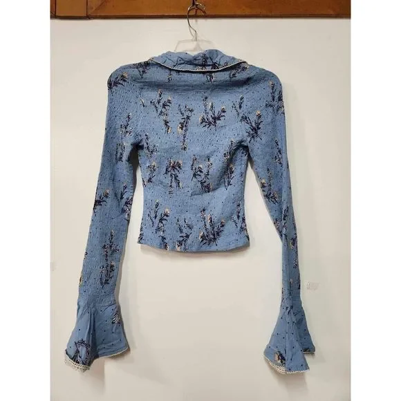 Free People Amelia Printed Blouse  Size Xs. A38 - Picture 5 of 6